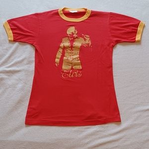 Vintage 1970s Calhoun Red & Gold Elvis Presley Ringer T-Shirt Youth Small